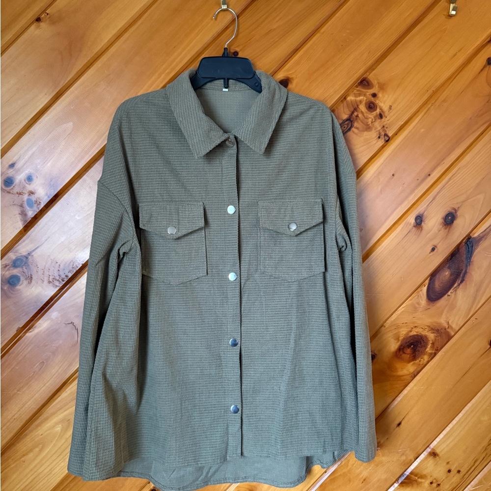 Olive Green Button-Up Shirt